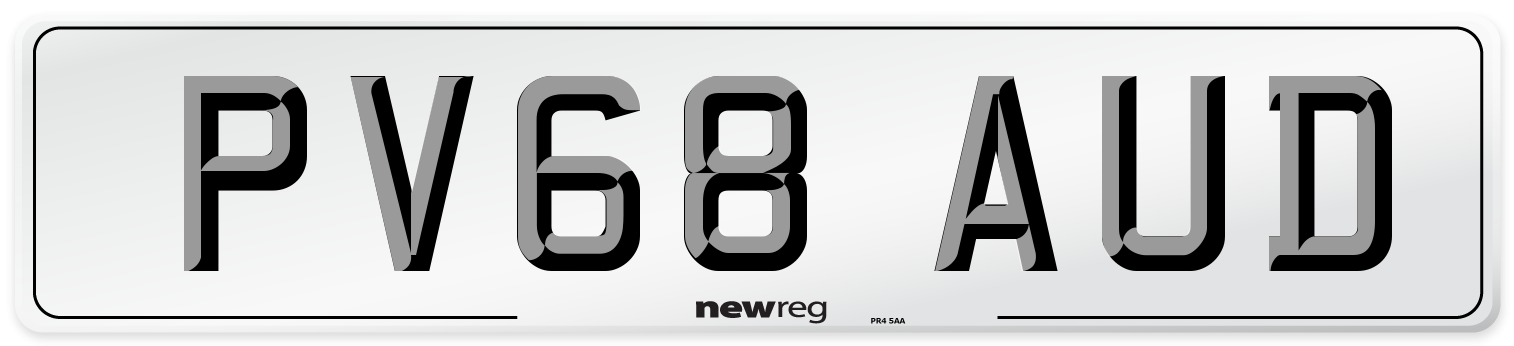 PV68 AUD Number Plate from New Reg
